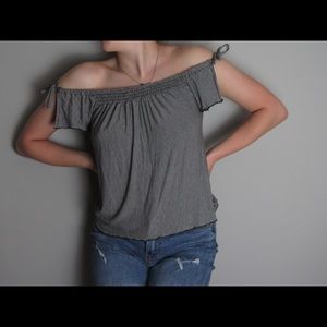 American Eagle off the shoulder top, stripes